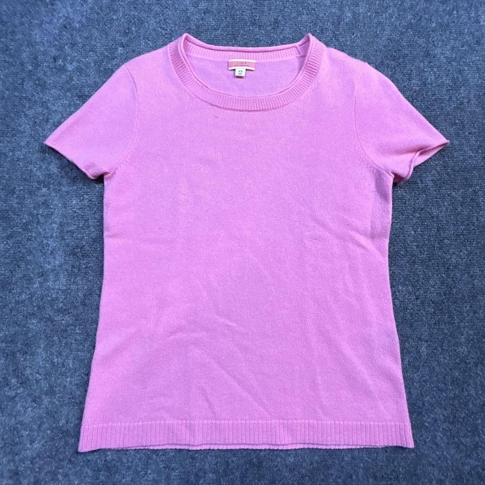 J.CREW 100% Cashmere Pink Short Sleeve Crewneck Pullover Sweater Womens XS